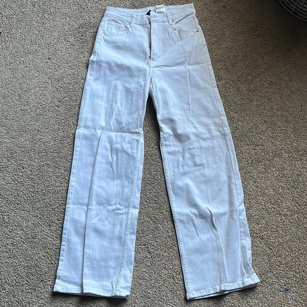 Wide leg twill pants